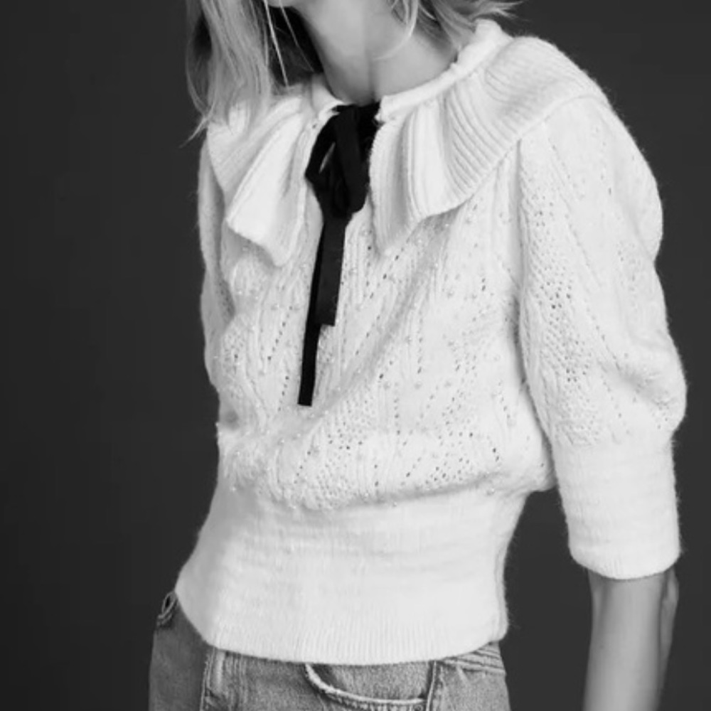 ZARA Knit Sweater With Pearls